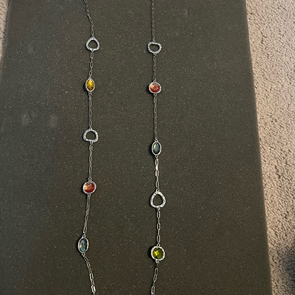 Lia Sophia Silver Necklace with Multi-Color Accents